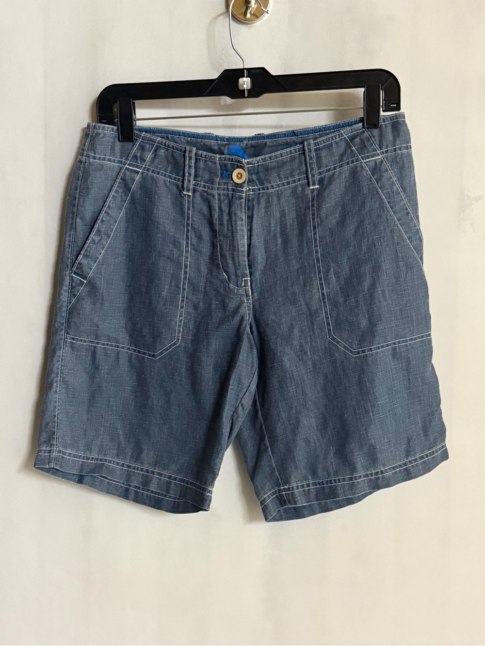 Tommy Bahama 100% Linen Chambray Bermuda Shorts Blue Size 2